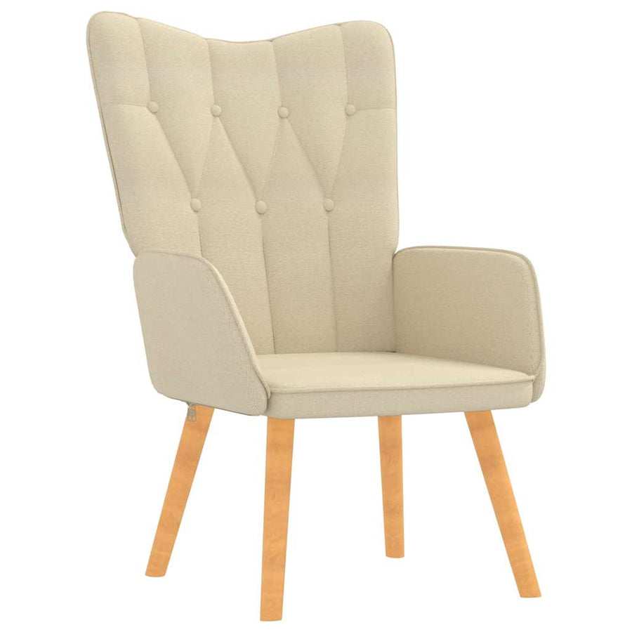 Relaxstoel Met Voetenbank Stof Kleurig 1 Crème