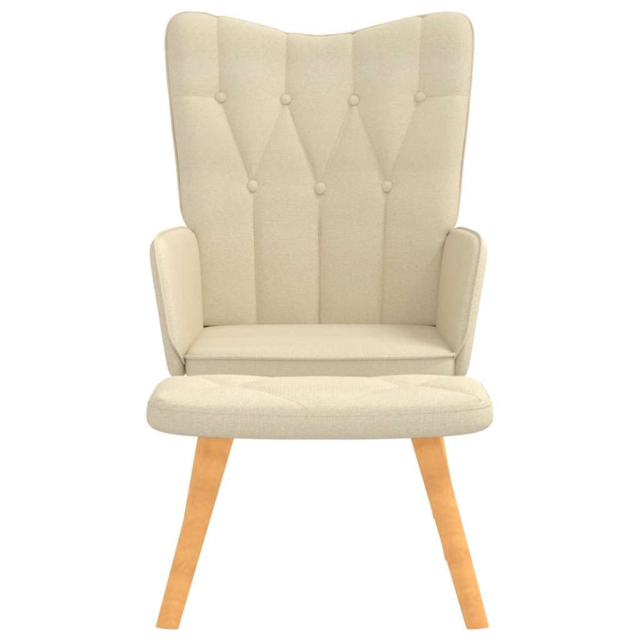 Relaxstoel Met Voetenbank Stof Kleurig 1 Crème