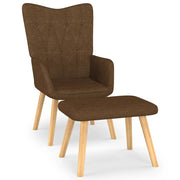 Relaxstoel met voetenbank stof bruin