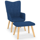 Relaxstoel met voetenbank stof blauw 1 Blauw