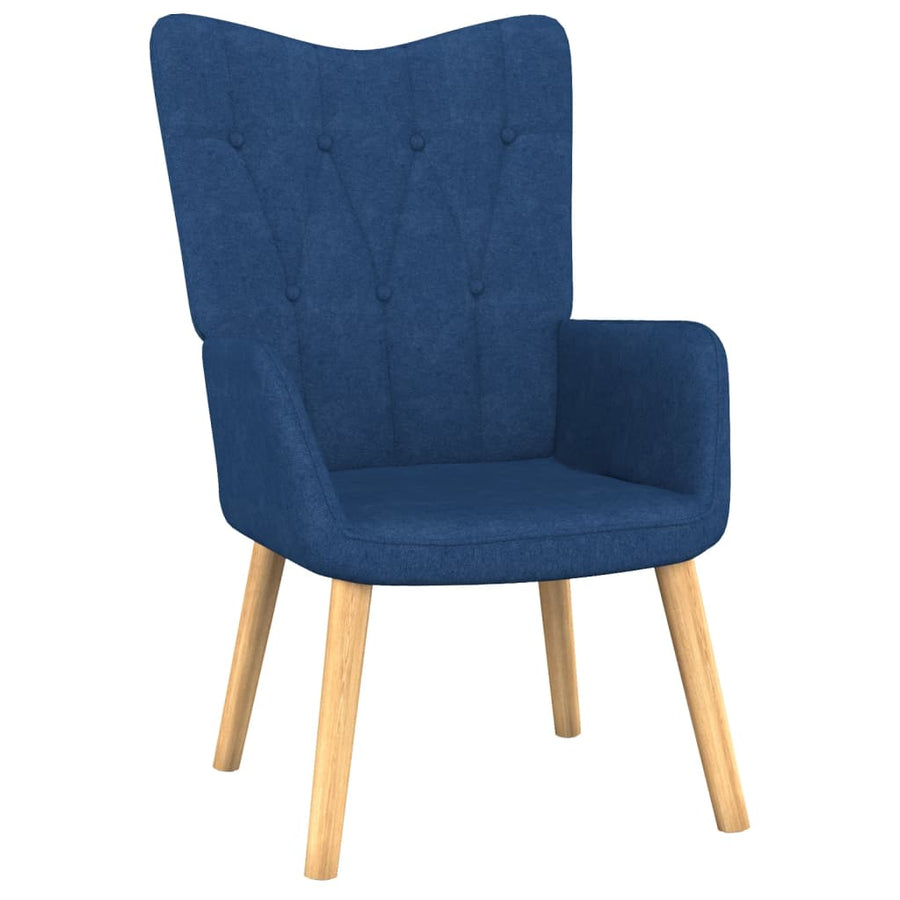 Relaxstoel met voetenbank stof blauw 1 Blauw