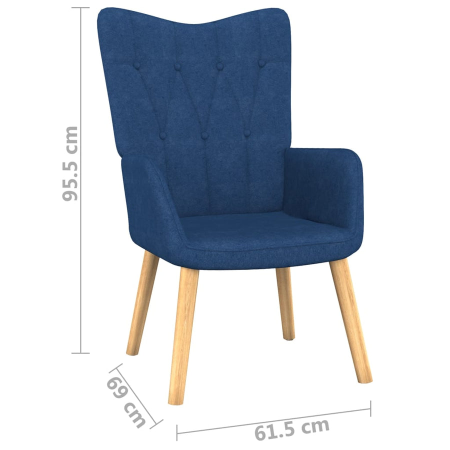 Relaxstoel met voetenbank stof blauw 1 Blauw