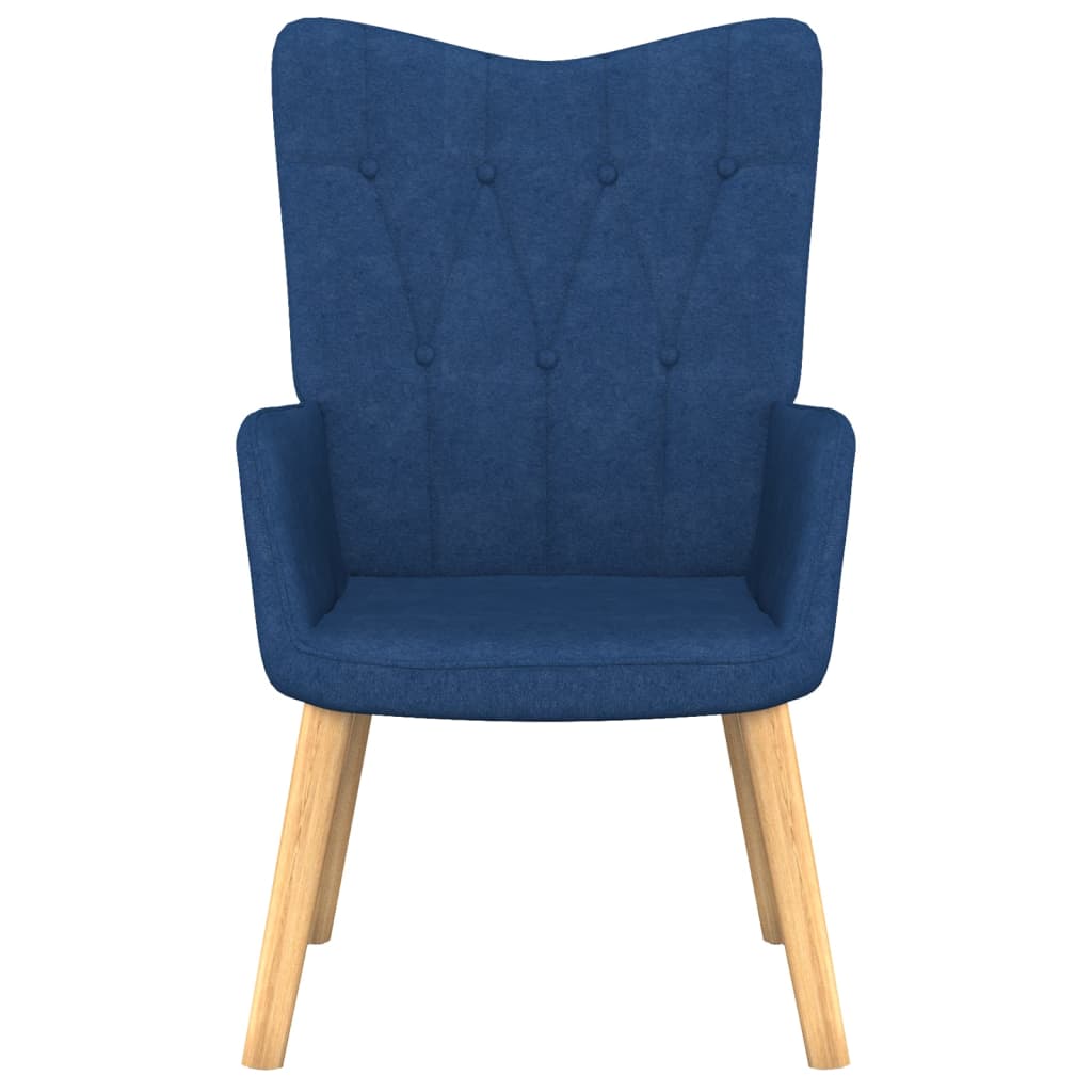 Relaxstoel met voetenbank stof blauw 1 Blauw
