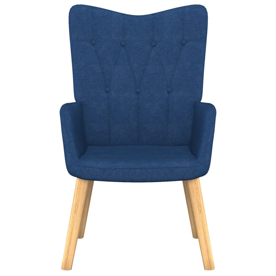 Relaxstoel met voetenbank stof blauw 1 Blauw