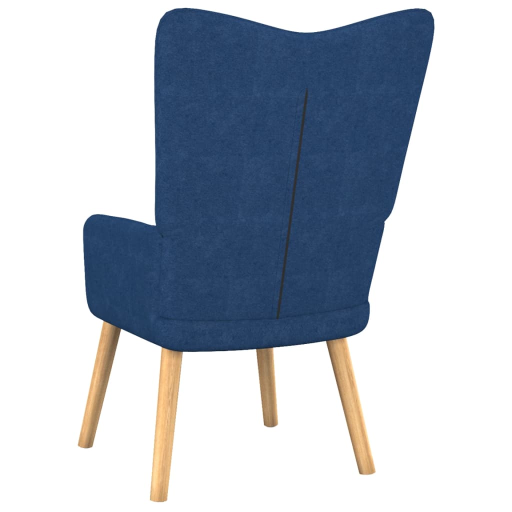 Relaxstoel met voetenbank stof blauw 1 Blauw
