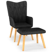 Relaxstoel met voetenbank stof zwart 61,5x69x95,5 cm