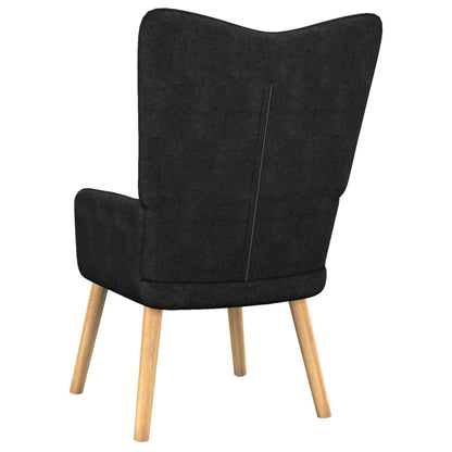 Relaxstoel met voetenbank stof zwart Zwart Met voetensteun