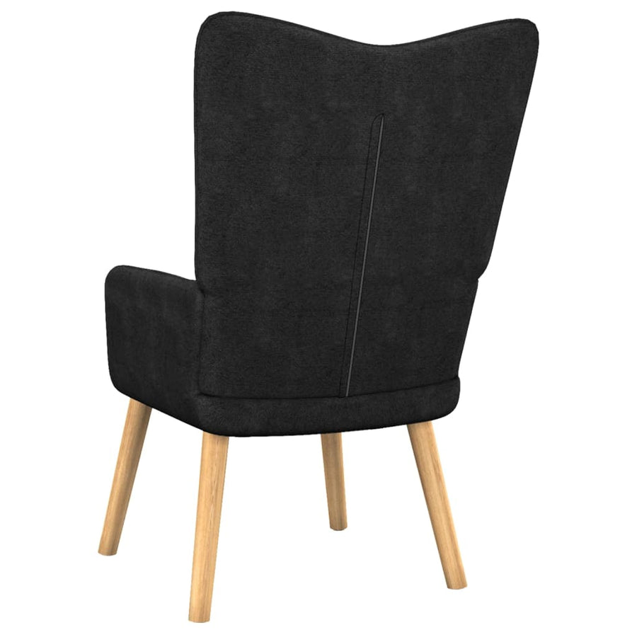 Relaxstoel met voetenbank stof zwart Zwart Met voetensteun