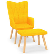 Relaxstoel met voetenbank mosterdgeel stof