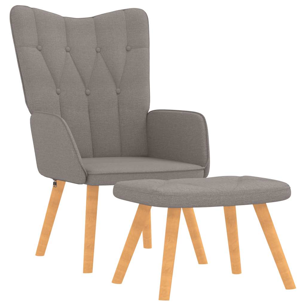 Relaxstoel met voetenbank stof taupe