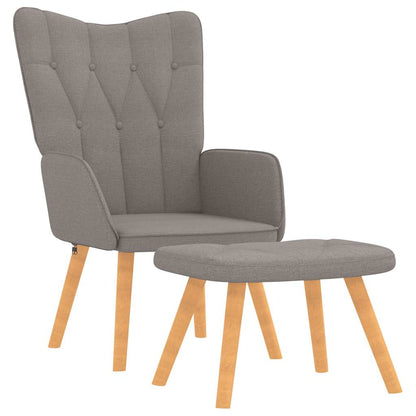 Relaxstoel met voetenbank stof taupe