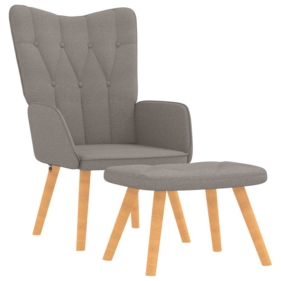 Relaxstoel met voetenbank stof taupe