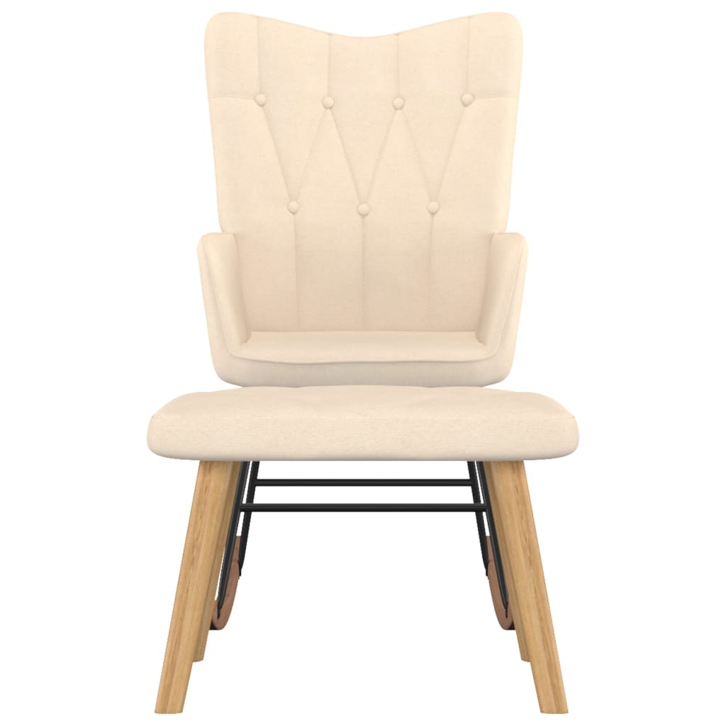 Schommelstoel Met Voetenbank Stof Kleurig Crème Met voetensteun