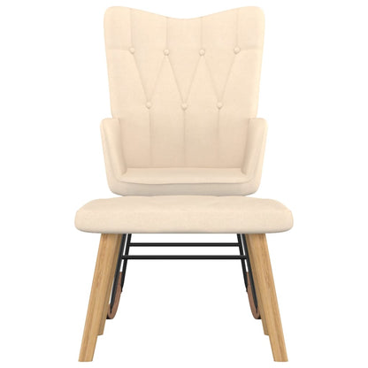 Schommelstoel Met Voetenbank Stof Kleurig Crème Met voetensteun