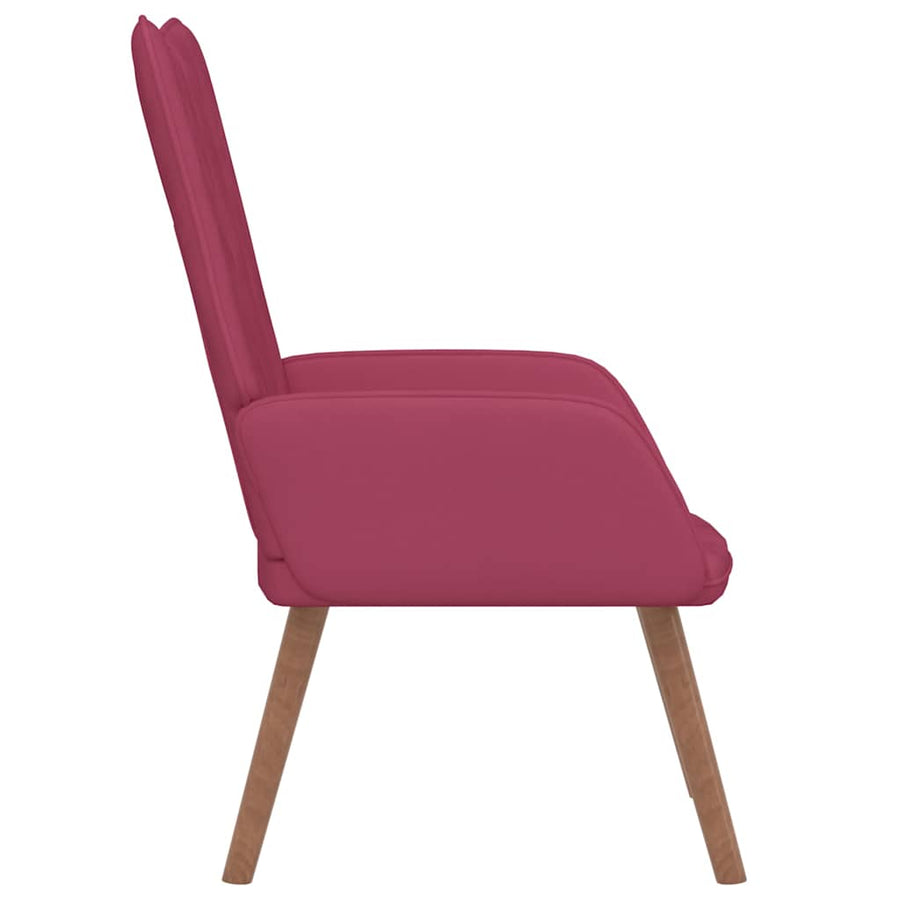 Relaxstoel fluweel wijnrood