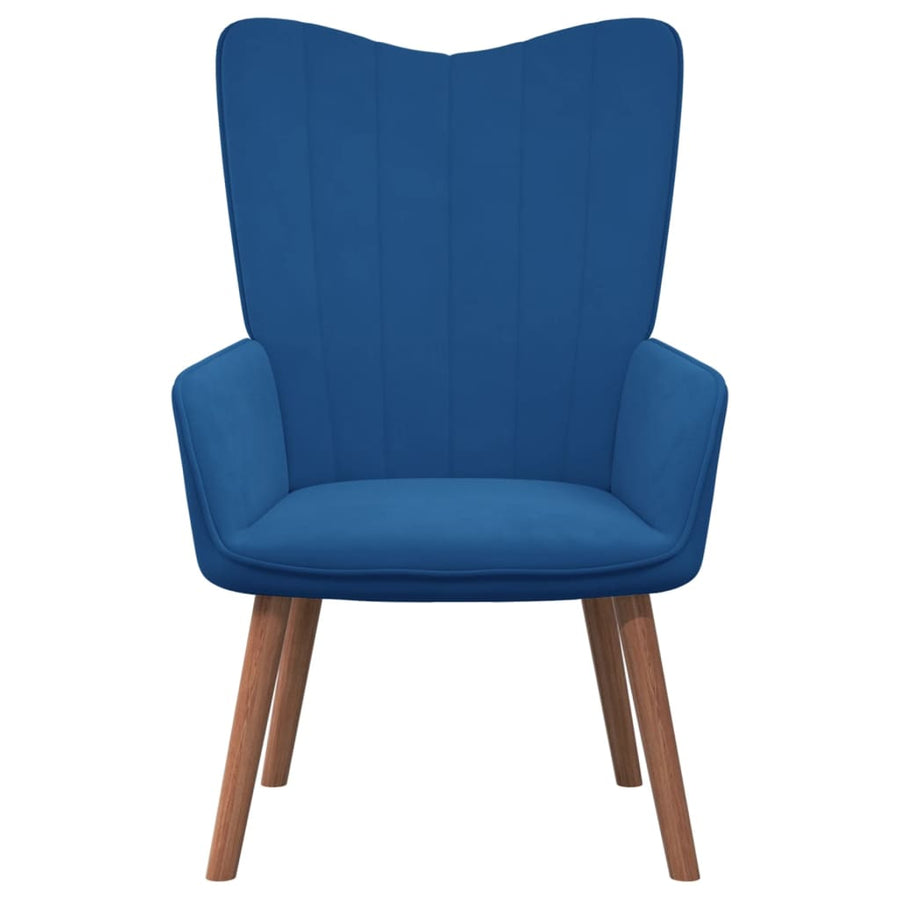 Relaxstoel Fluweel Blauw Zonder voetensteun