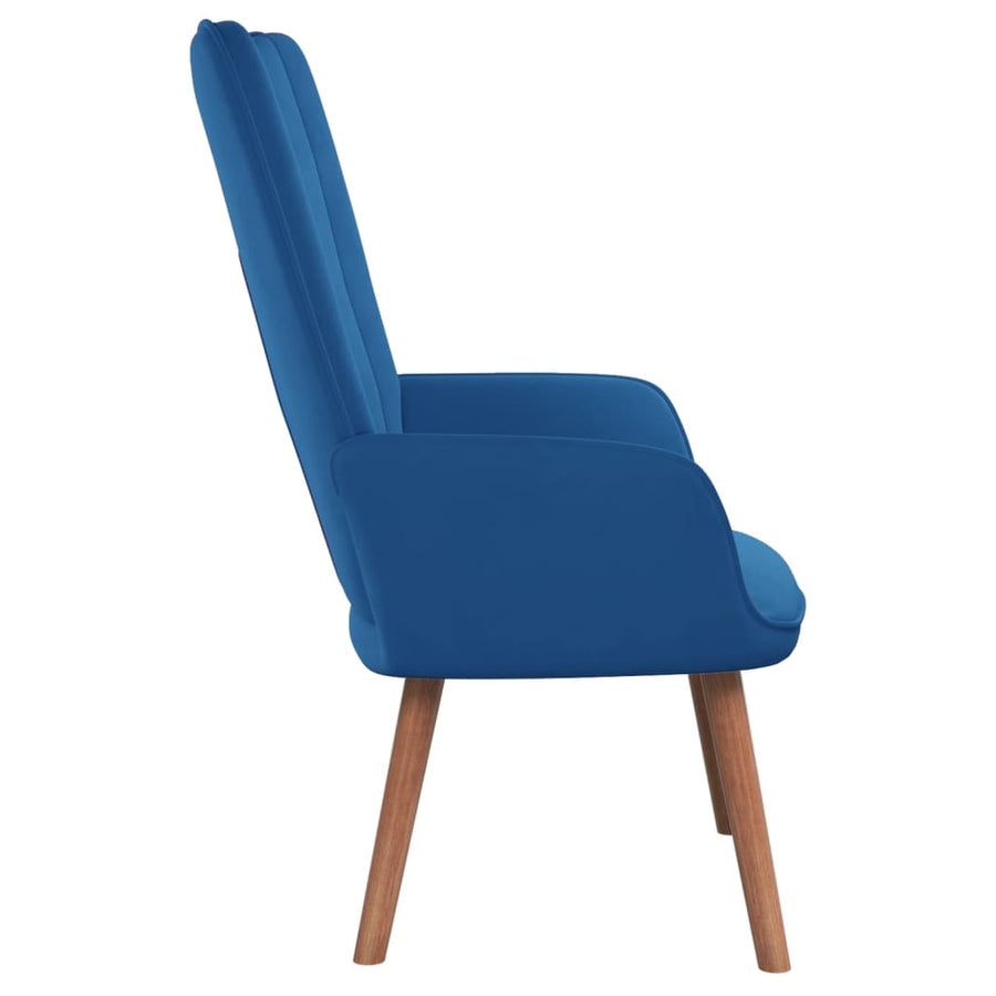 Relaxstoel Fluweel Blauw Zonder voetensteun