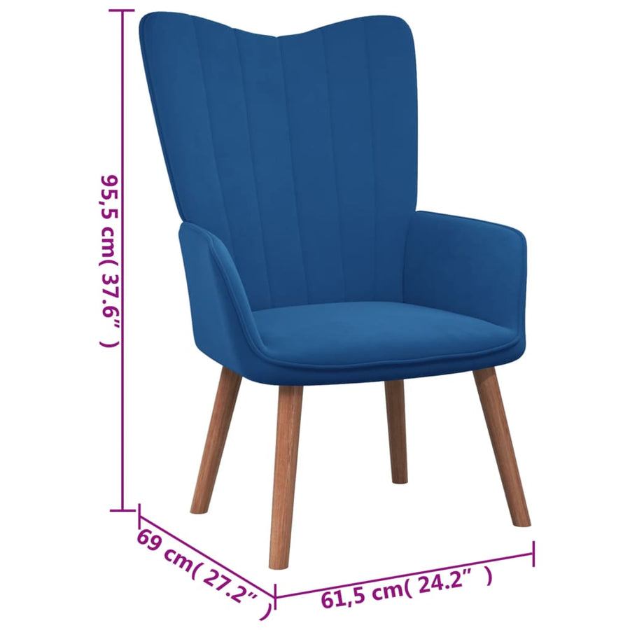 Relaxstoel Fluweel Blauw Zonder voetensteun