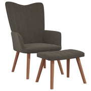 Relaxstoel met voetenbank fluweel donkergrijs 61,5x69x95,5 cm