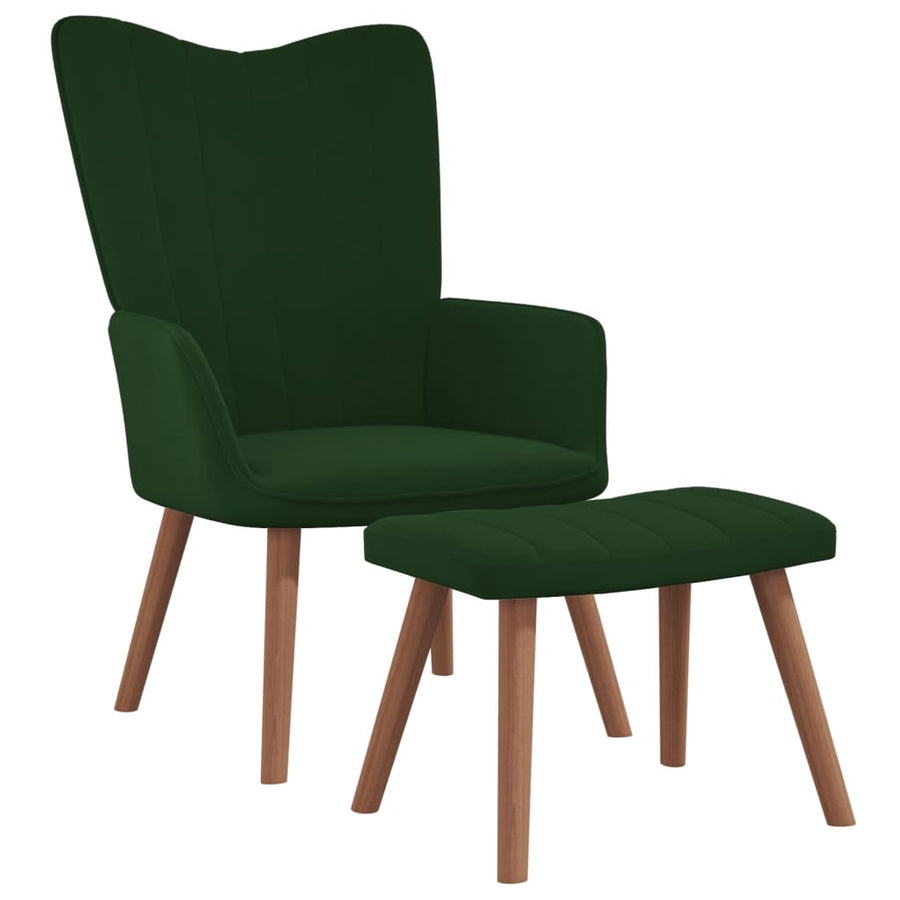 Relaxstoel Met Voetenbank Fluweel 1 Donkergroen