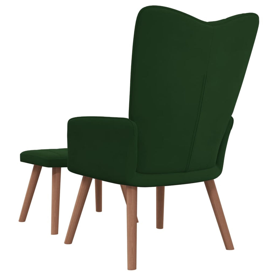 Relaxstoel Met Voetenbank Fluweel 1 Donkergroen