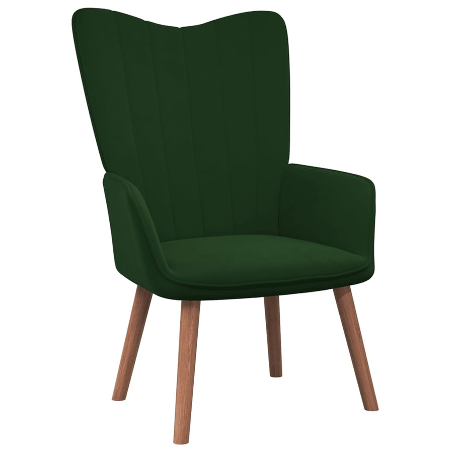 Relaxstoel Met Voetenbank Fluweel 1 Donkergroen