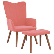 Relaxstoel met voetenbank fluweel roze 61,5x69x95,5 cm