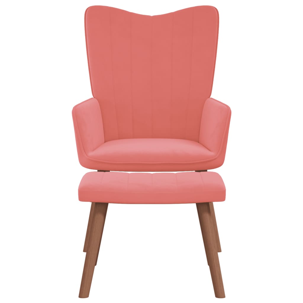 Relaxstoel Met Voetenbank Fluweel Roze Met voetensteun