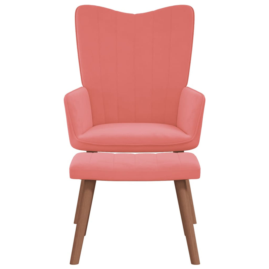 Relaxstoel Met Voetenbank Fluweel Roze Met voetensteun