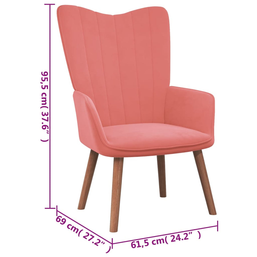 Relaxstoel Met Voetenbank Fluweel Roze Met voetensteun