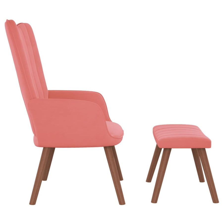 Relaxstoel Met Voetenbank Fluweel Roze Met voetensteun