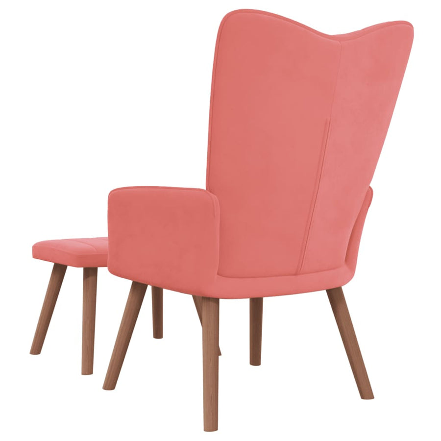 Relaxstoel Met Voetenbank Fluweel Roze Met voetensteun