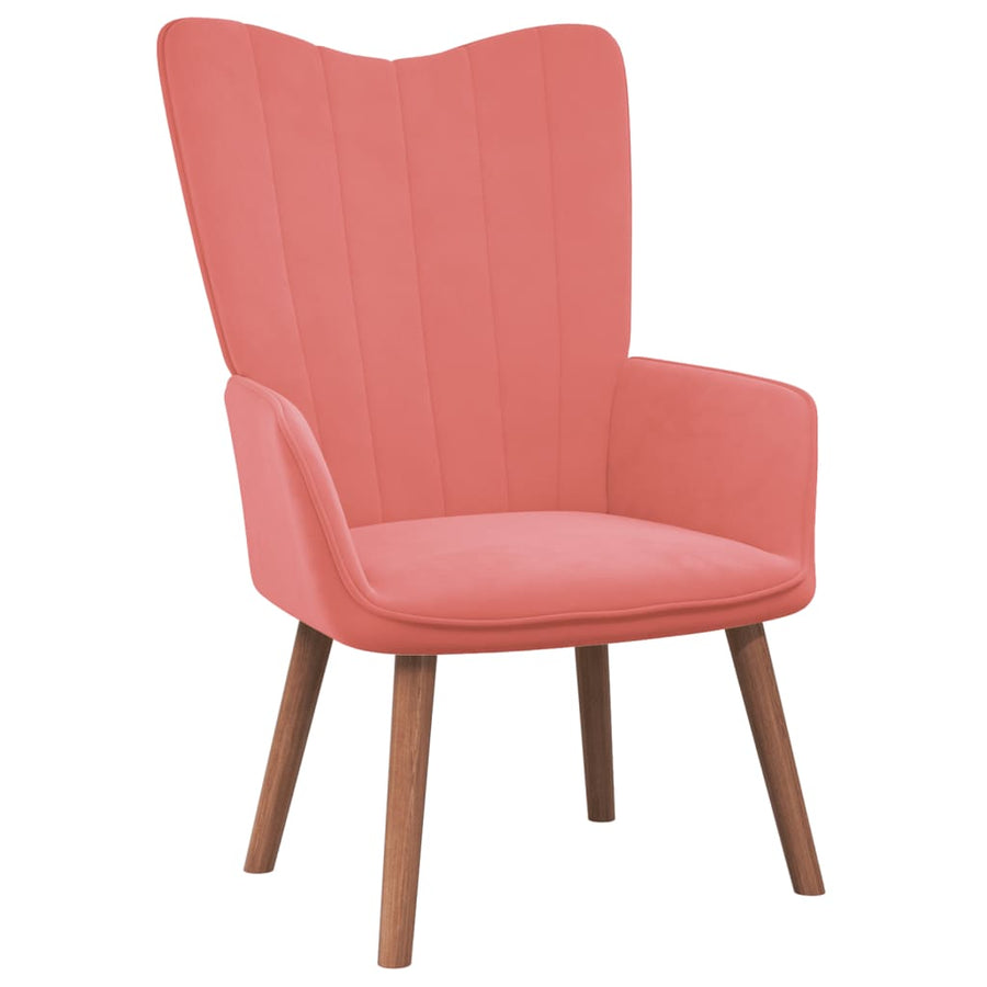 Relaxstoel Met Voetenbank Fluweel Roze Met voetensteun