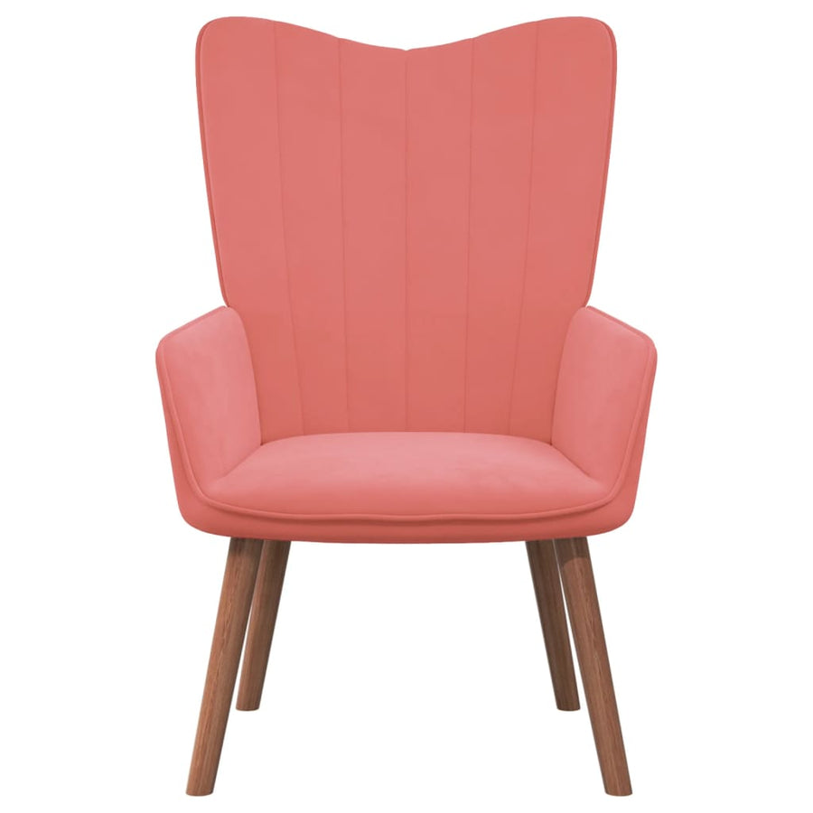 Relaxstoel Met Voetenbank Fluweel Roze Met voetensteun