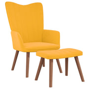 Relaxstoel met voetenbank fluweel mosterdgeel 61x69x95 cm