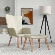 Relaxstoel met voetenbank fluweel wit