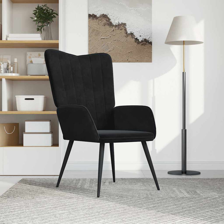 Relaxstoel Fluweel 1 Zwart
