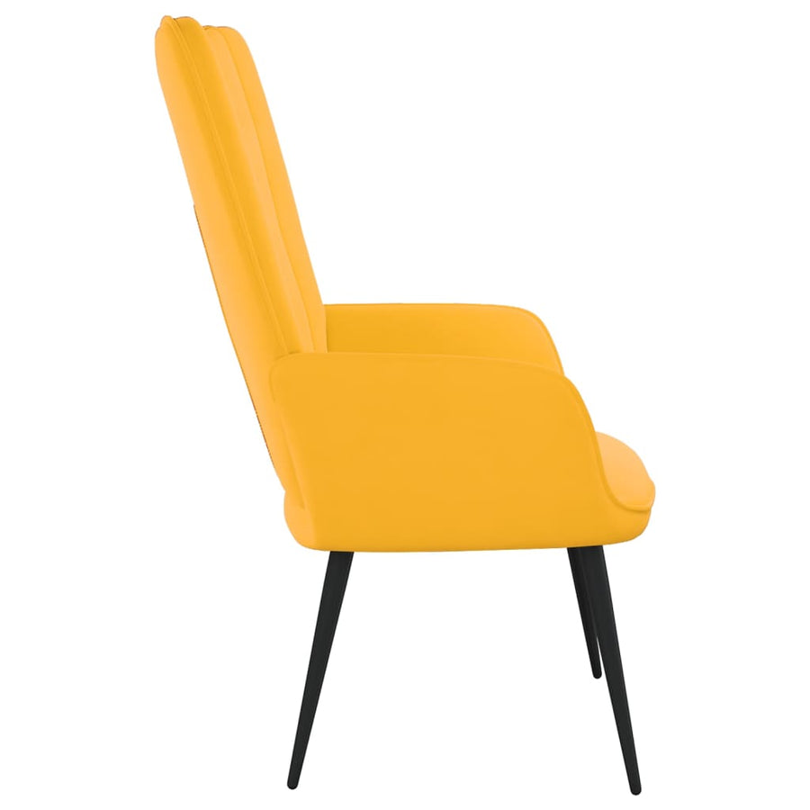 Relaxstoel fluweel mosterdgeel