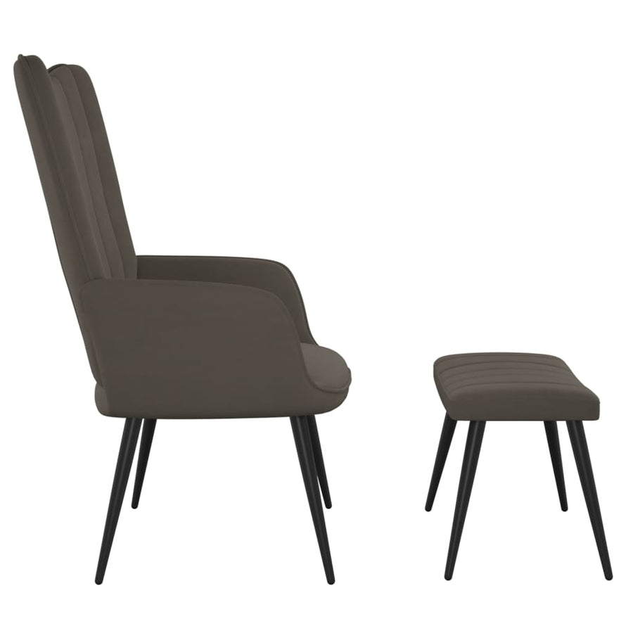 Relaxstoel Met Voetenbank Fluweel Donkergrijs Met voetensteun