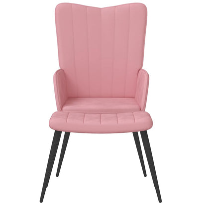 Relaxstoel met voetenbank fluweel roze