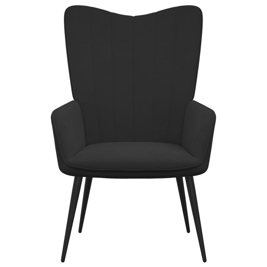 Relaxstoel Met Voetenbank Fluweel Zwart Met voetensteun