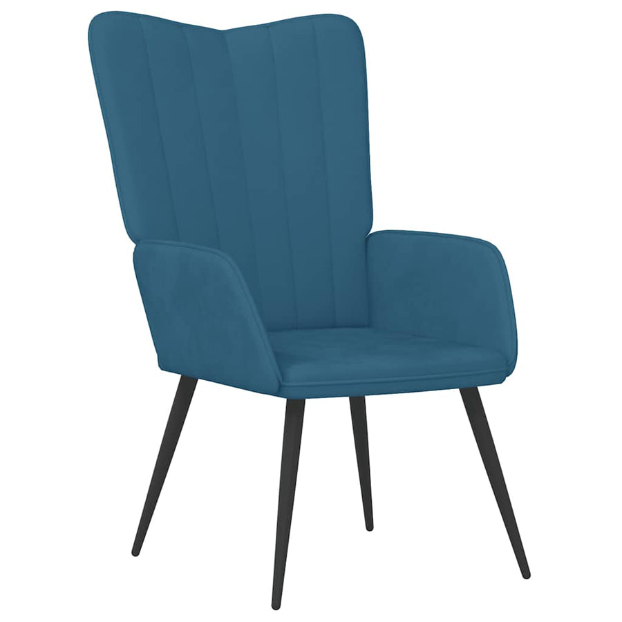 Relaxstoel met voetenbank fluweel blauw
