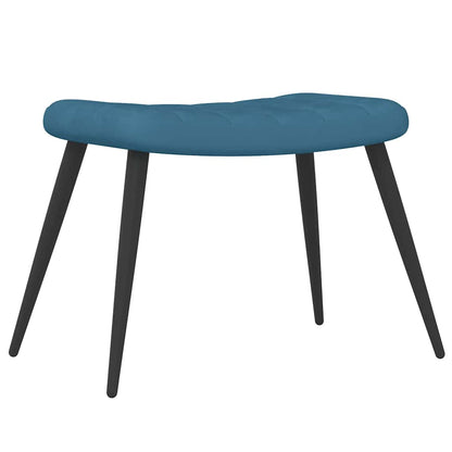 Relaxstoel met voetenbank fluweel blauw