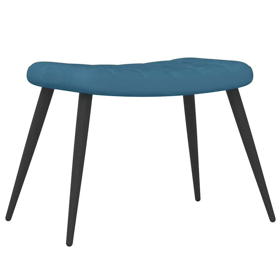 Relaxstoel met voetenbank fluweel blauw