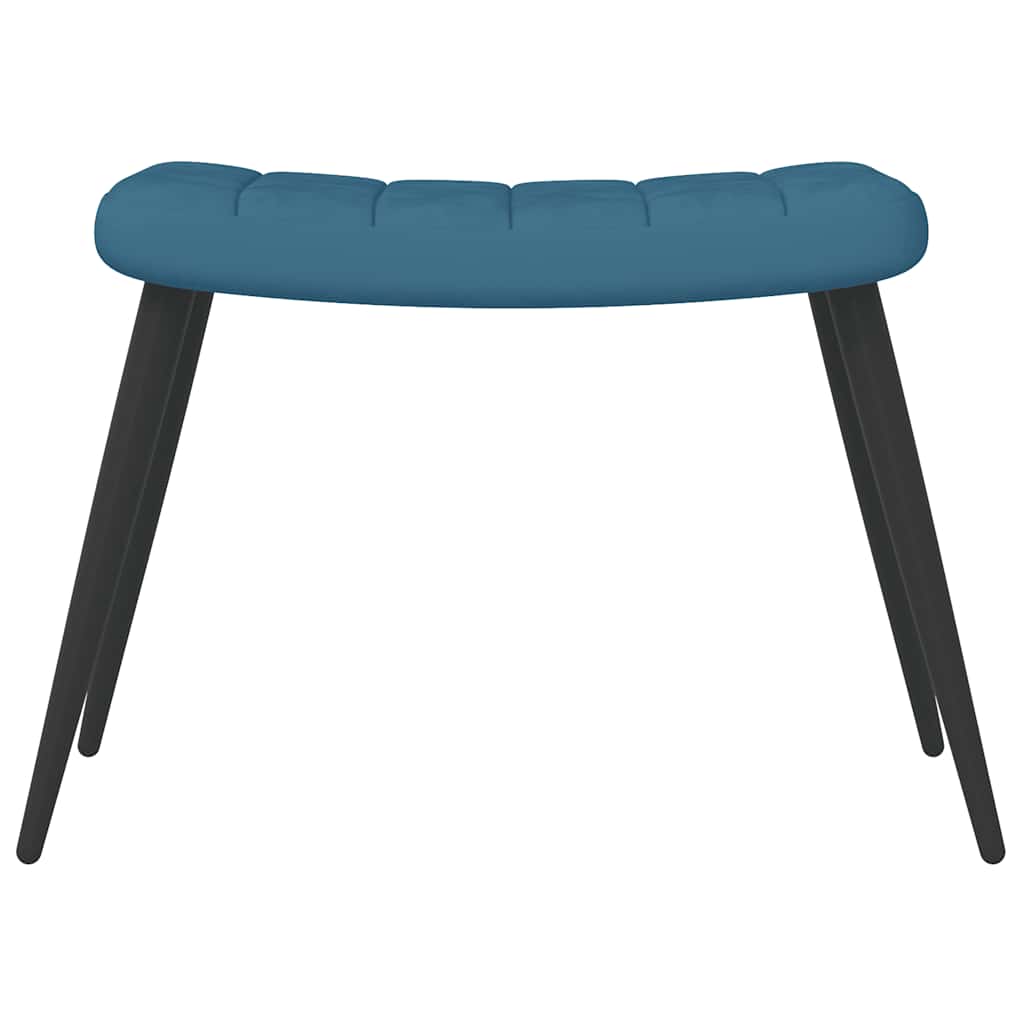 Relaxstoel met voetenbank fluweel blauw