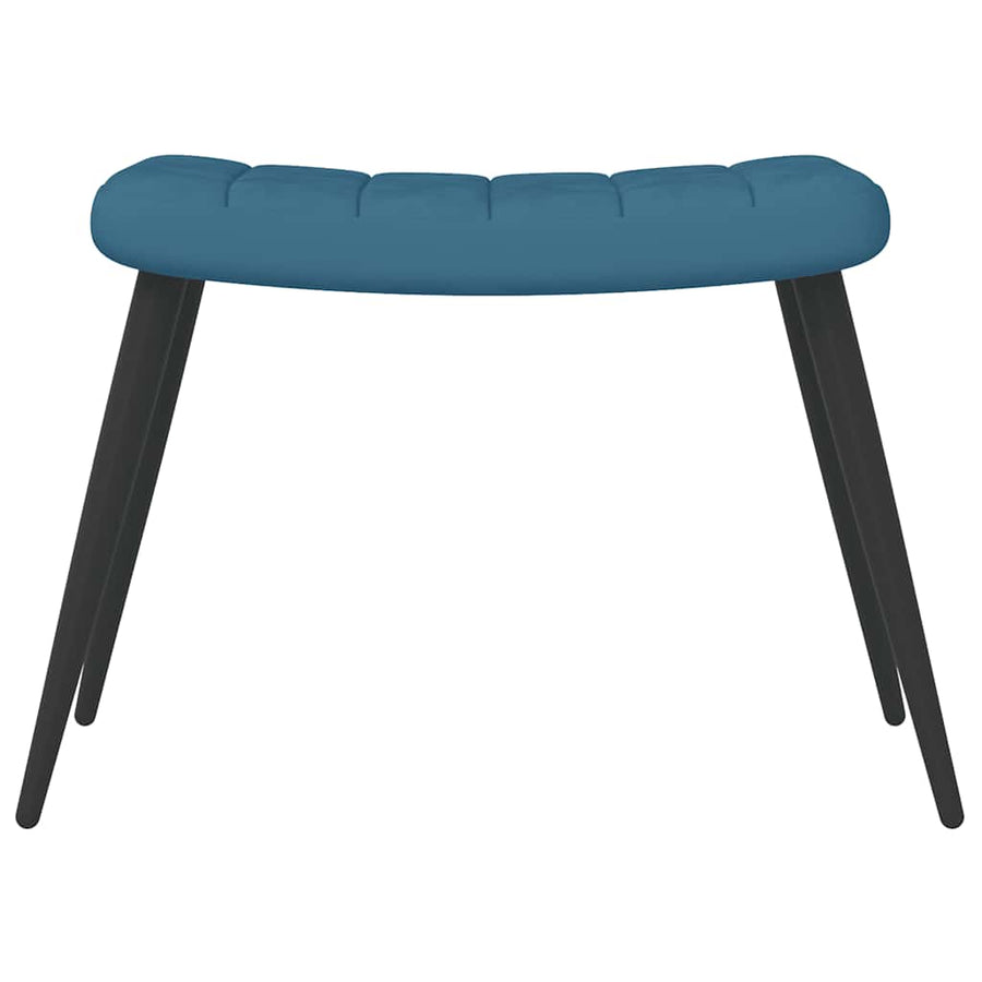 Relaxstoel met voetenbank fluweel blauw