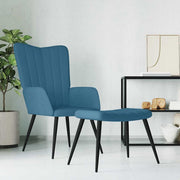 Relaxstoel met voetenbank fluweel blauw