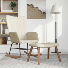 Schommelstoel Met Voetenbank Fluweel Crèmewit