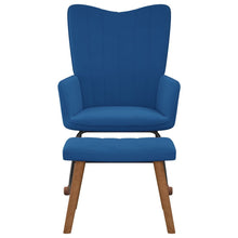 Schommelstoel met voetenbank fluweel blauw