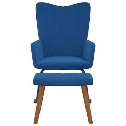 Schommelstoel met voetenbank fluweel blauw